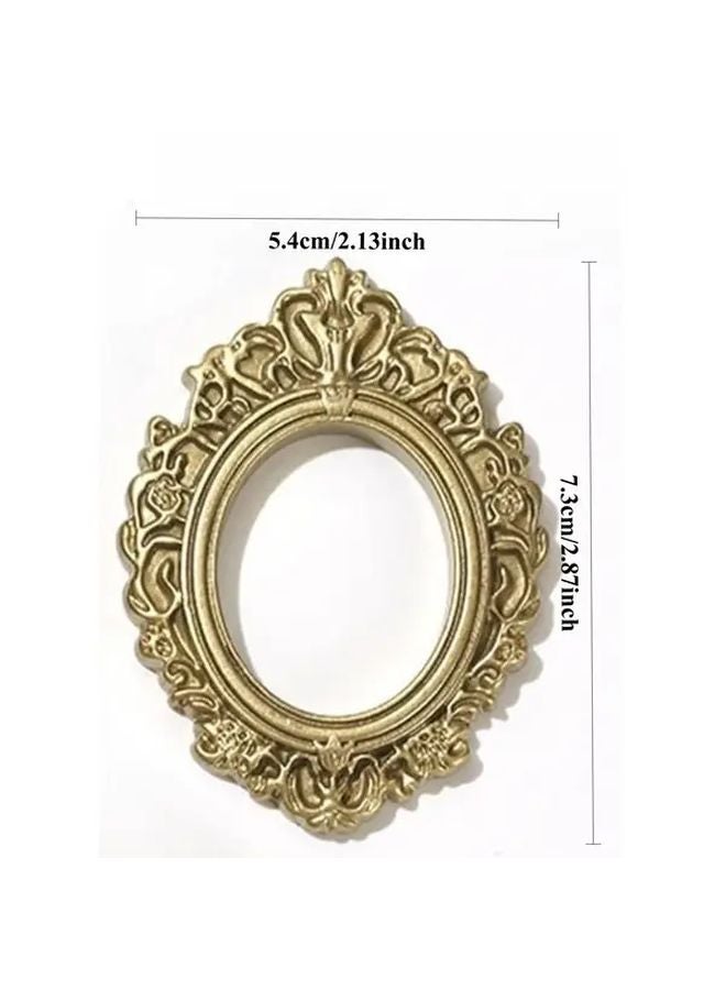 Golden Resin Picture Frames 5pcs Vintage Baroque Oval Rectangle Tabletop Decor - Image 2